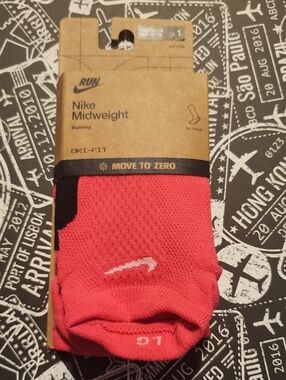 Nike Midweight No-Show Running Socks - Pink with Black Accent